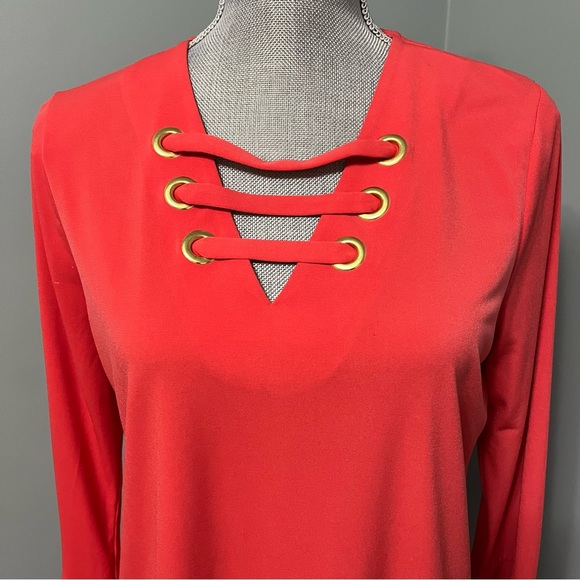 MICHAEL MICHAEL KORS Blouse with bell sleeves women’s size medium orange - Picture 2 of 8